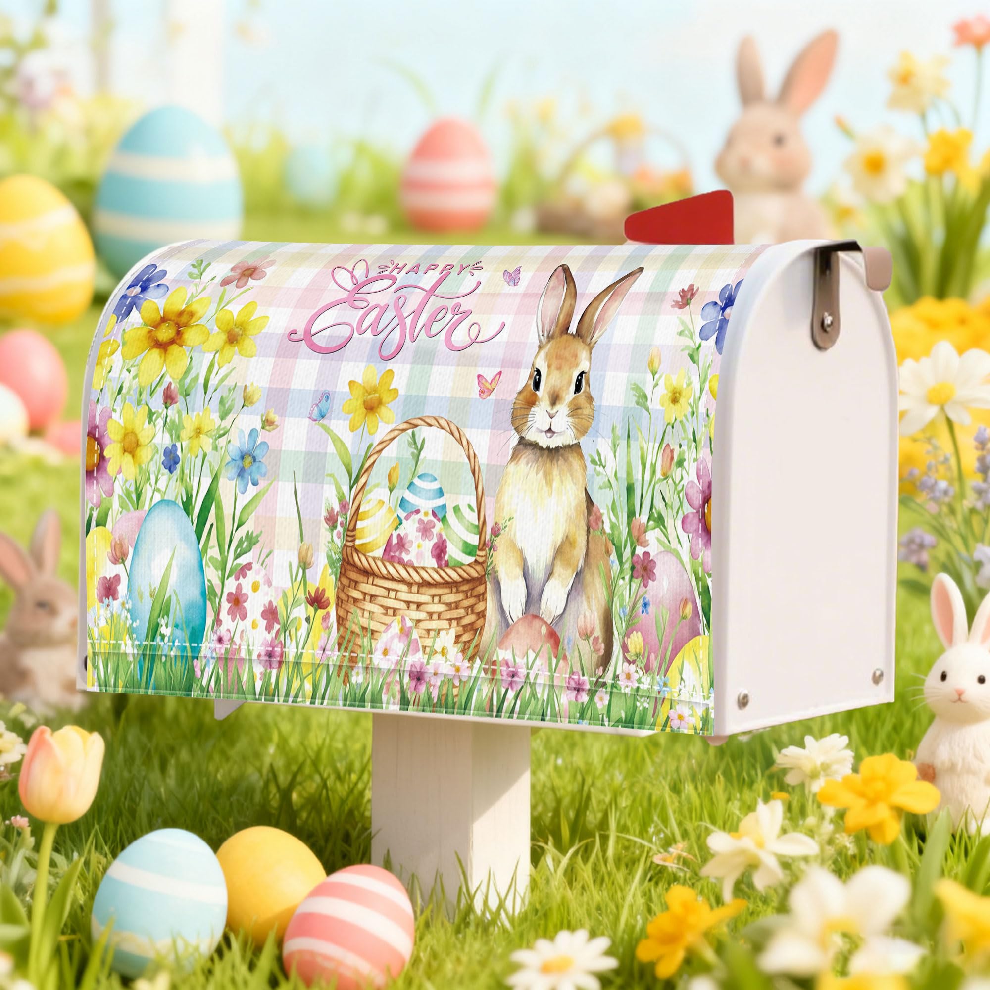 Romart Easter mailbox cover woven basket detail on spring decor