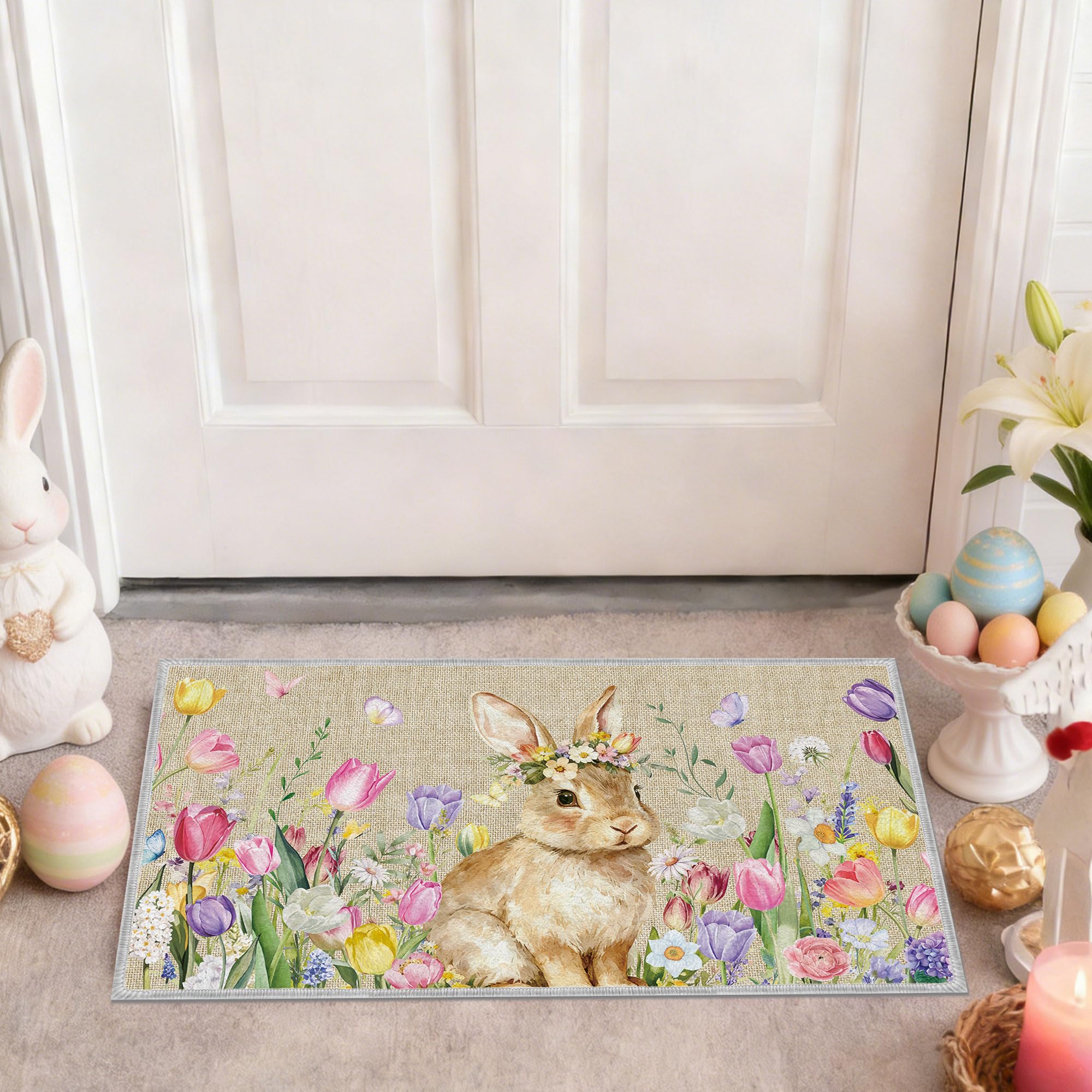 Romart floral spring mat coordinates with wreaths and planters