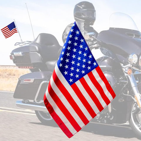 ROMASO motorcycle flag double-sided graphic for all-angle visibility.