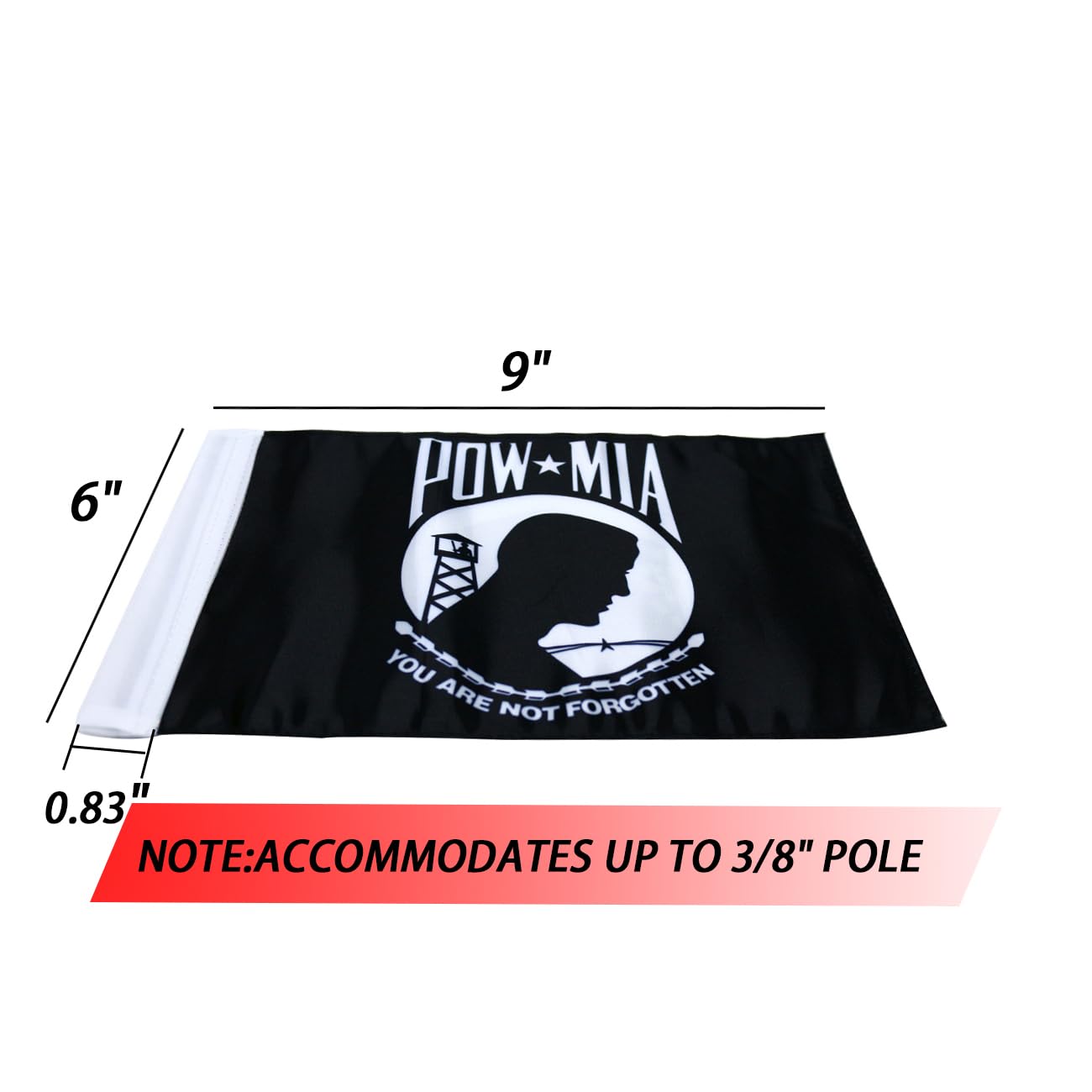 ROMASO Pow Mia flag with sleeved mount on motorcycle pole