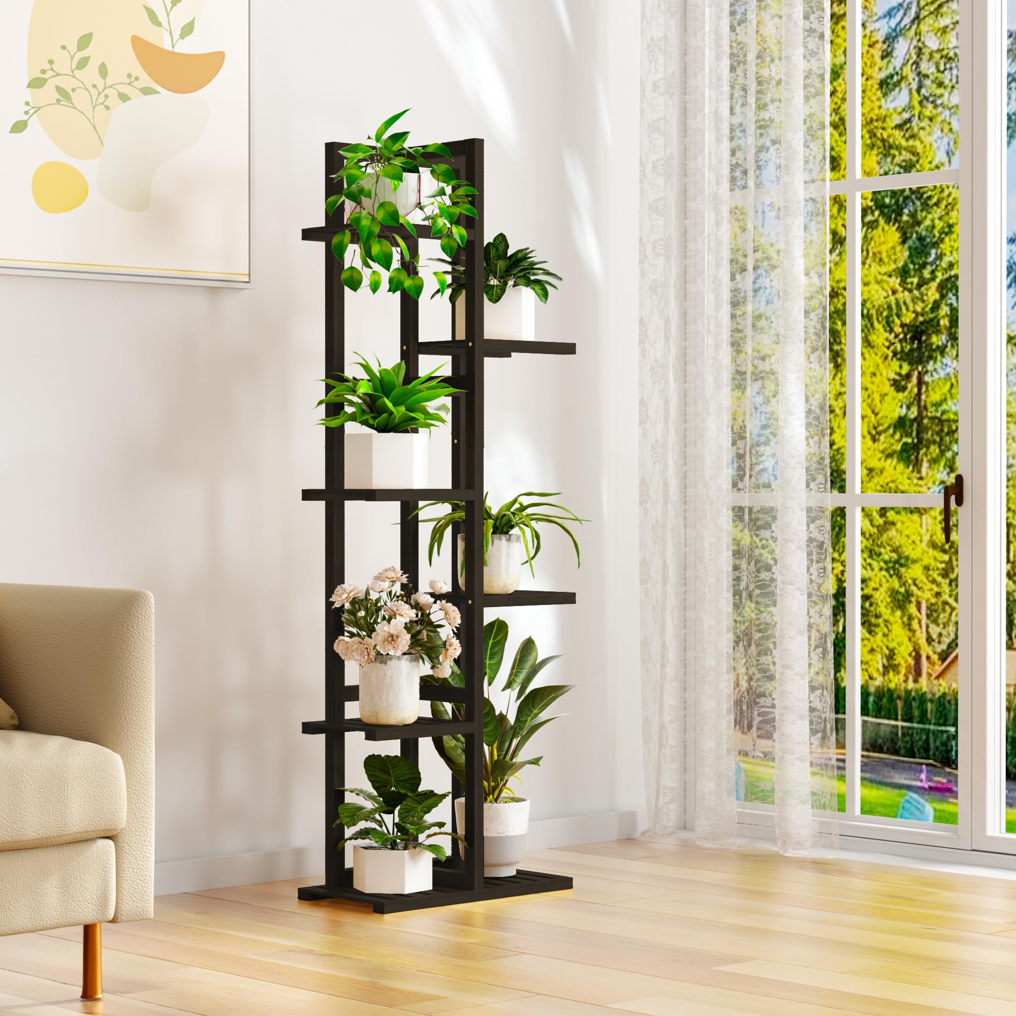 ROMGUAR CRAFT durable renewable bamboo plant rack resists cracking.