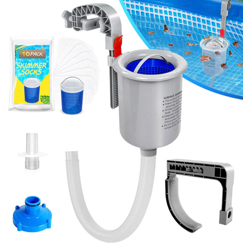 ROMIVO above-ground pool skimmer basket captures surface debris efficiently.