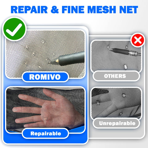 ROMIVO deep 16-inch net depth holds more debris during cleaning sessions.