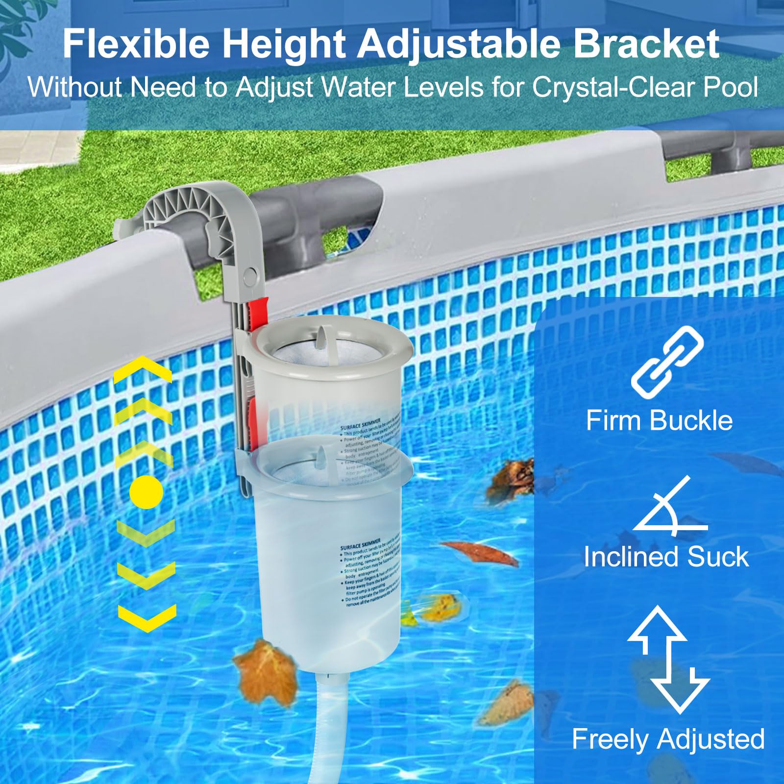 ROMIVO floating pool skimmer basket maintains clean, clear water.