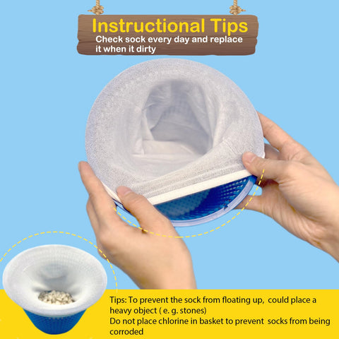 ROMIVO skimmer sock easy cleaning showcases fast rinse-and-reuse steps for convenience.