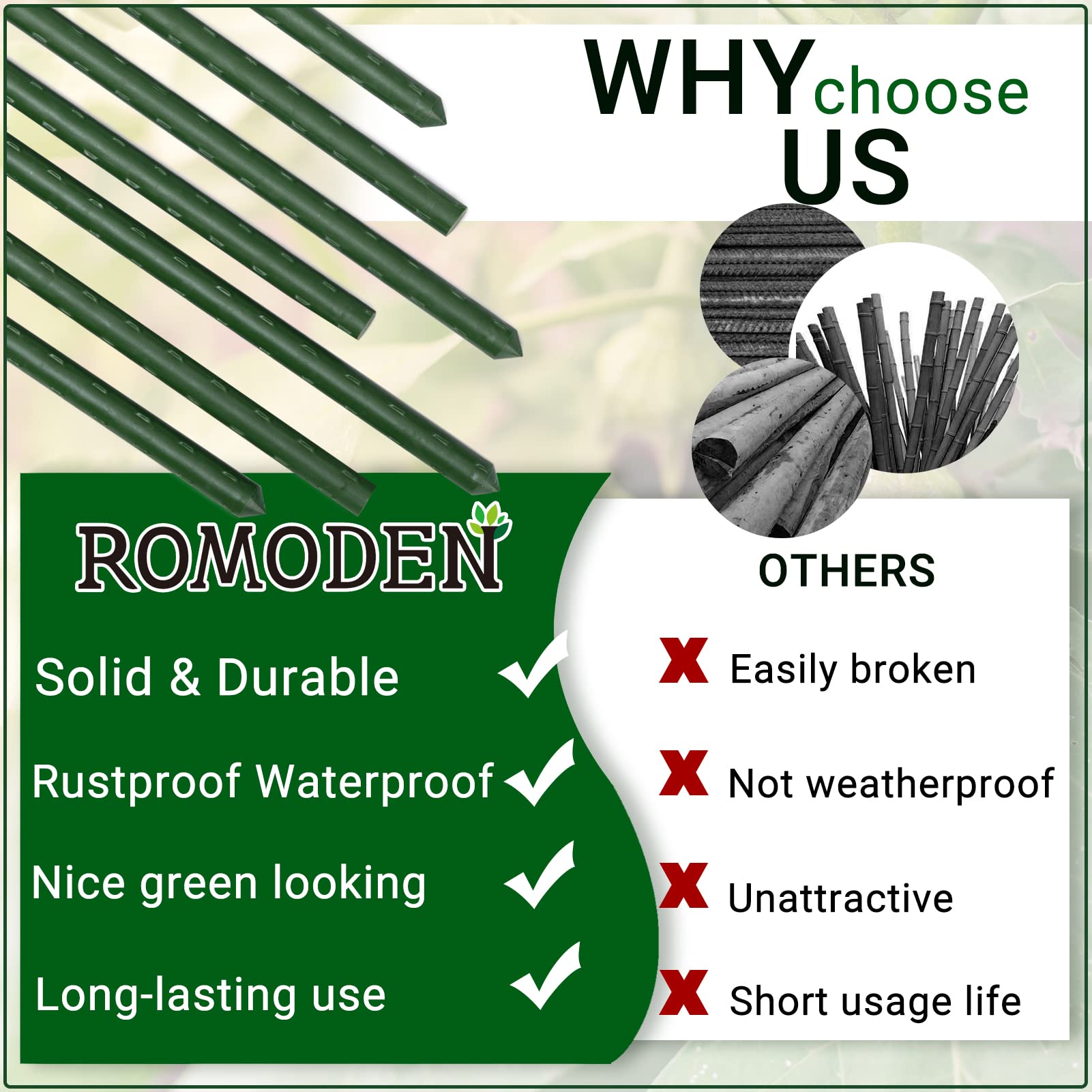 ROMODEN ridged-surface grip ensures stable fixing during wind