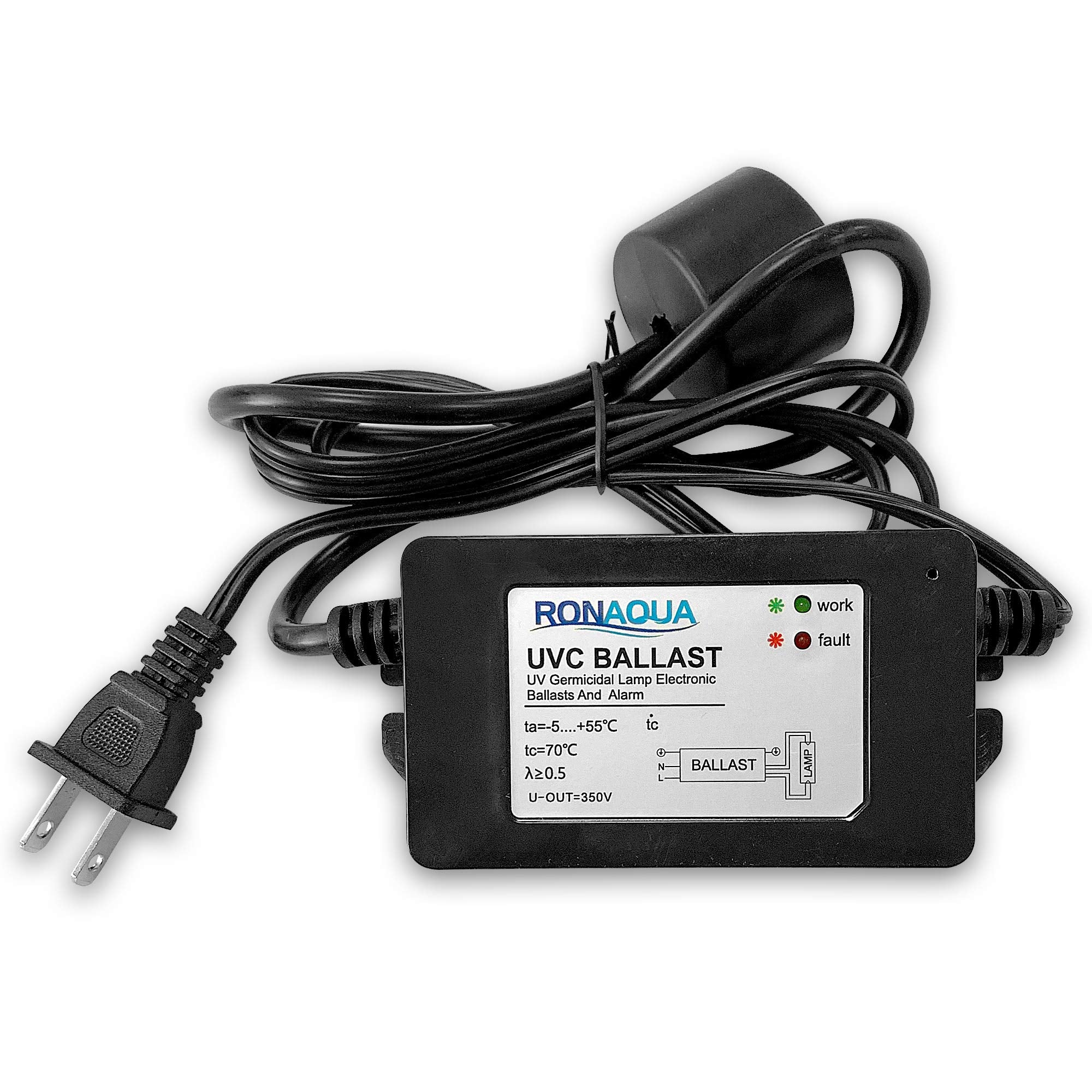 Ronaqua ballast front view, compact 100-120V 55W design for easy installation