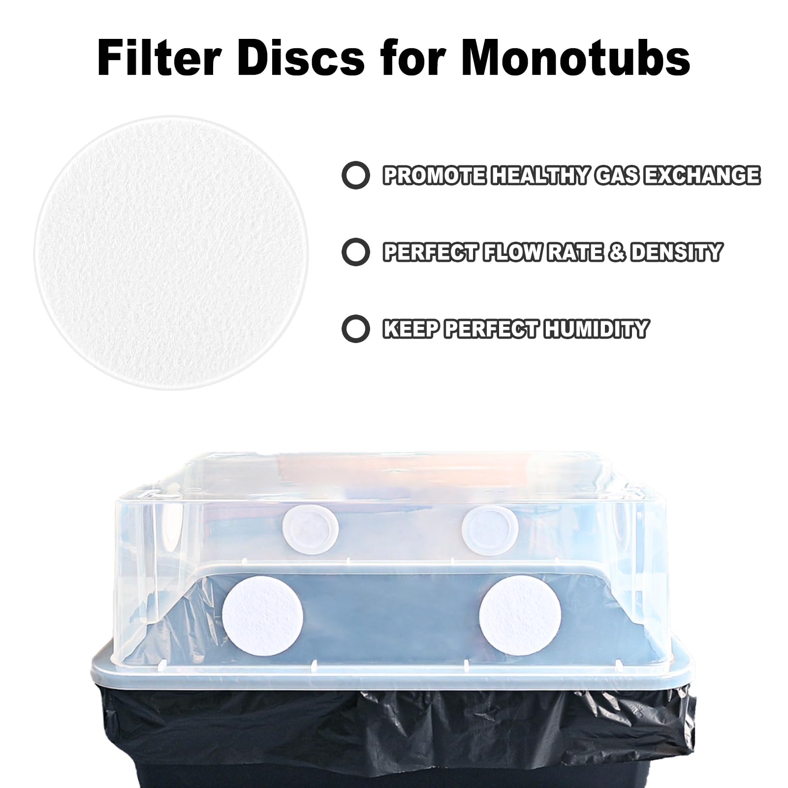 RonJea monotub filter disc installed over air hole for easy setup.