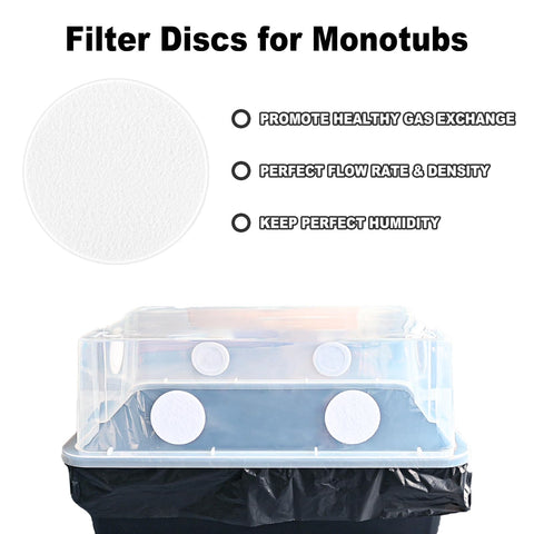 RonJea monotub filter disc installed over air hole for easy setup.