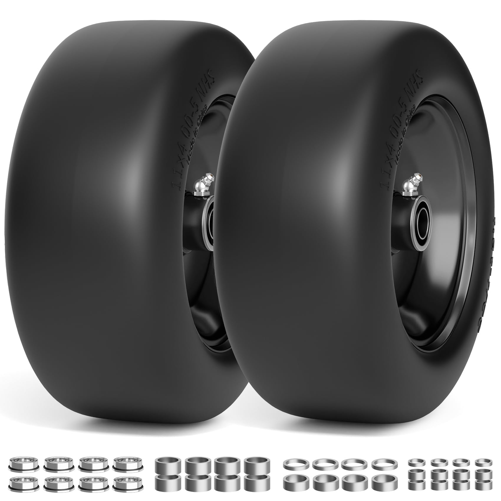 RONPOW 11x4.00-5 front view tire shows durable polyurethane core for long life.
