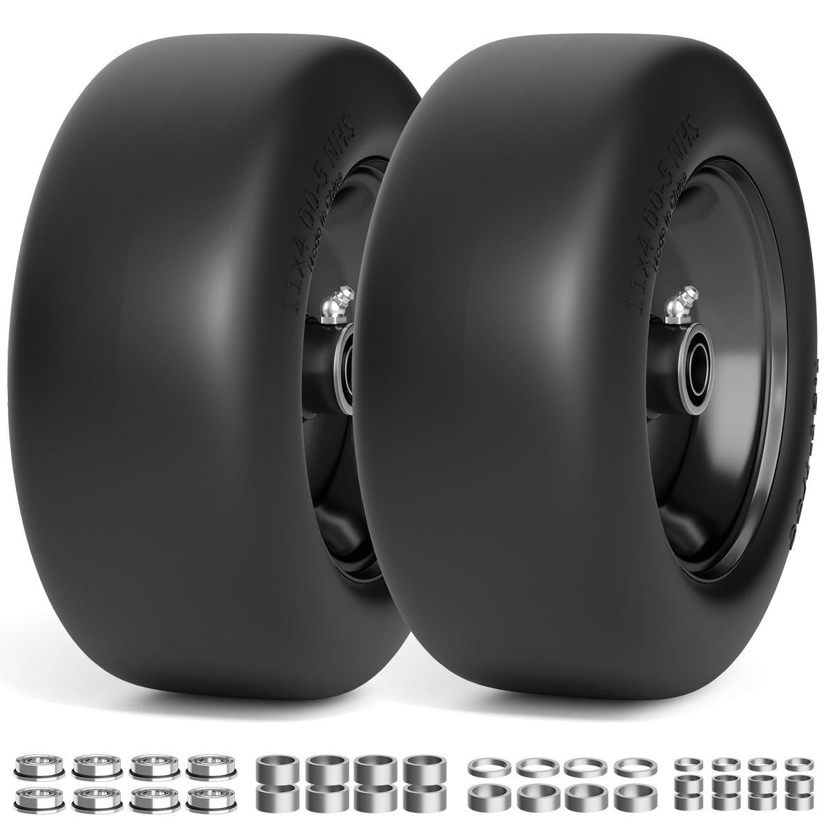 RONPOW 11x4.00-5 front view tire shows durable polyurethane core for long life.