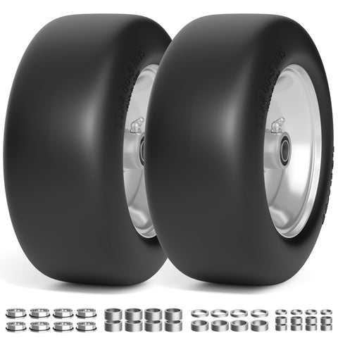 RONPOW 11x4-5 flat free tire shows durable polyurethane core for long mowing sessions.