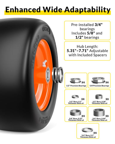 RONPOW 11x6.00-5 flat free tire traction on uneven terrain