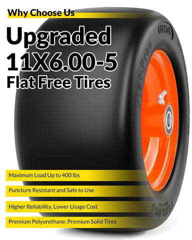 RONPOW 11x6.00-5 flat free tire universal compatibility