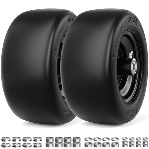 RONPOW 11x6 flat free tire side view shows rugged durability for mowing.