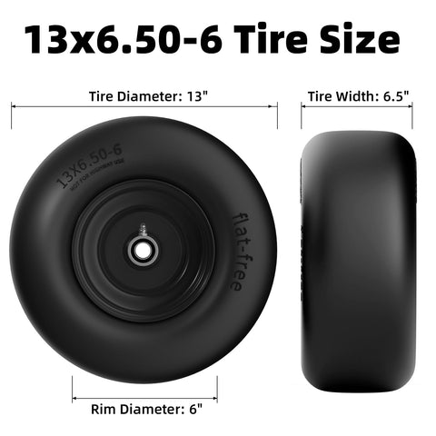 RONPOW flat free tire side view highlights heavy load capacity and stability