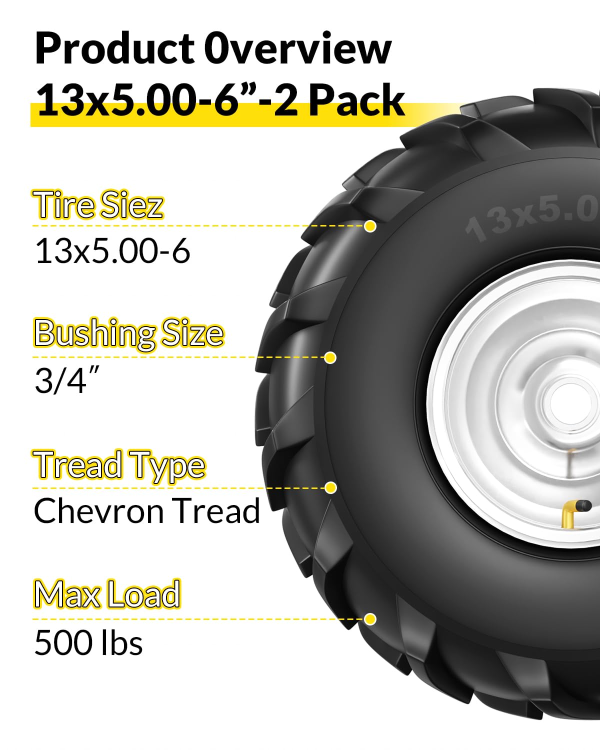 RONPOW 4-ply tire resists punctures and cracking on rough fields