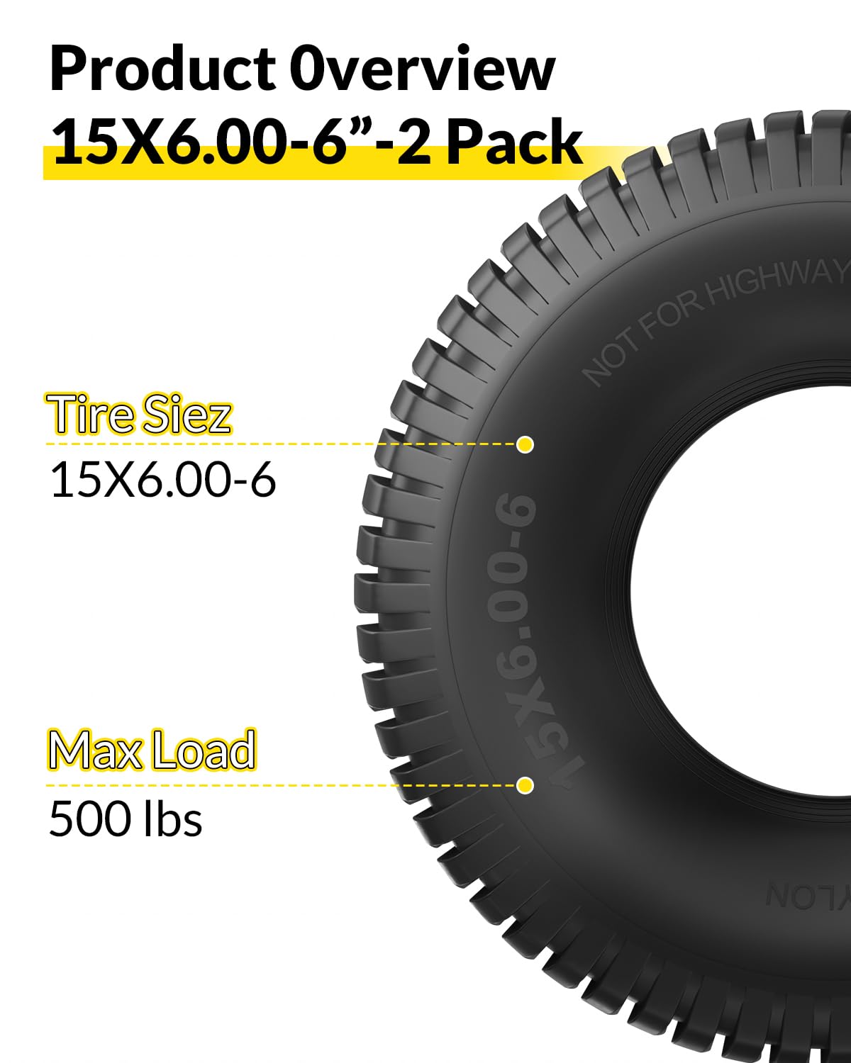 RONPOW 4-ply lawn tire offers puncture resistance and long-lasting durability.