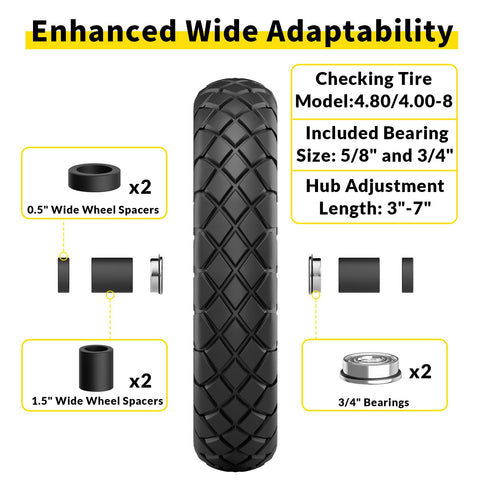 RONPOW 400 lb load-capacity tire with reinforced rim for heavy tasks.