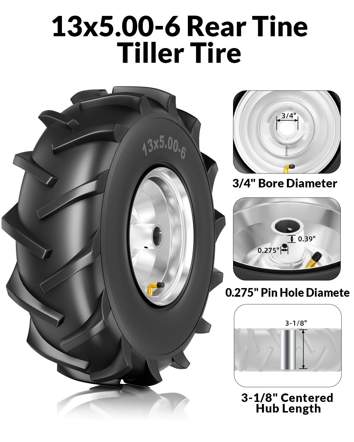 RONPOW tire set supports up to 500 lbs for heavy soil tasks