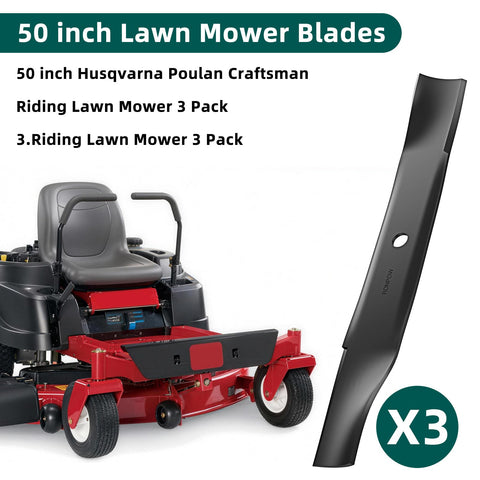 RONPOW 3-pack blades ready for quick 50-inch deck replacement.