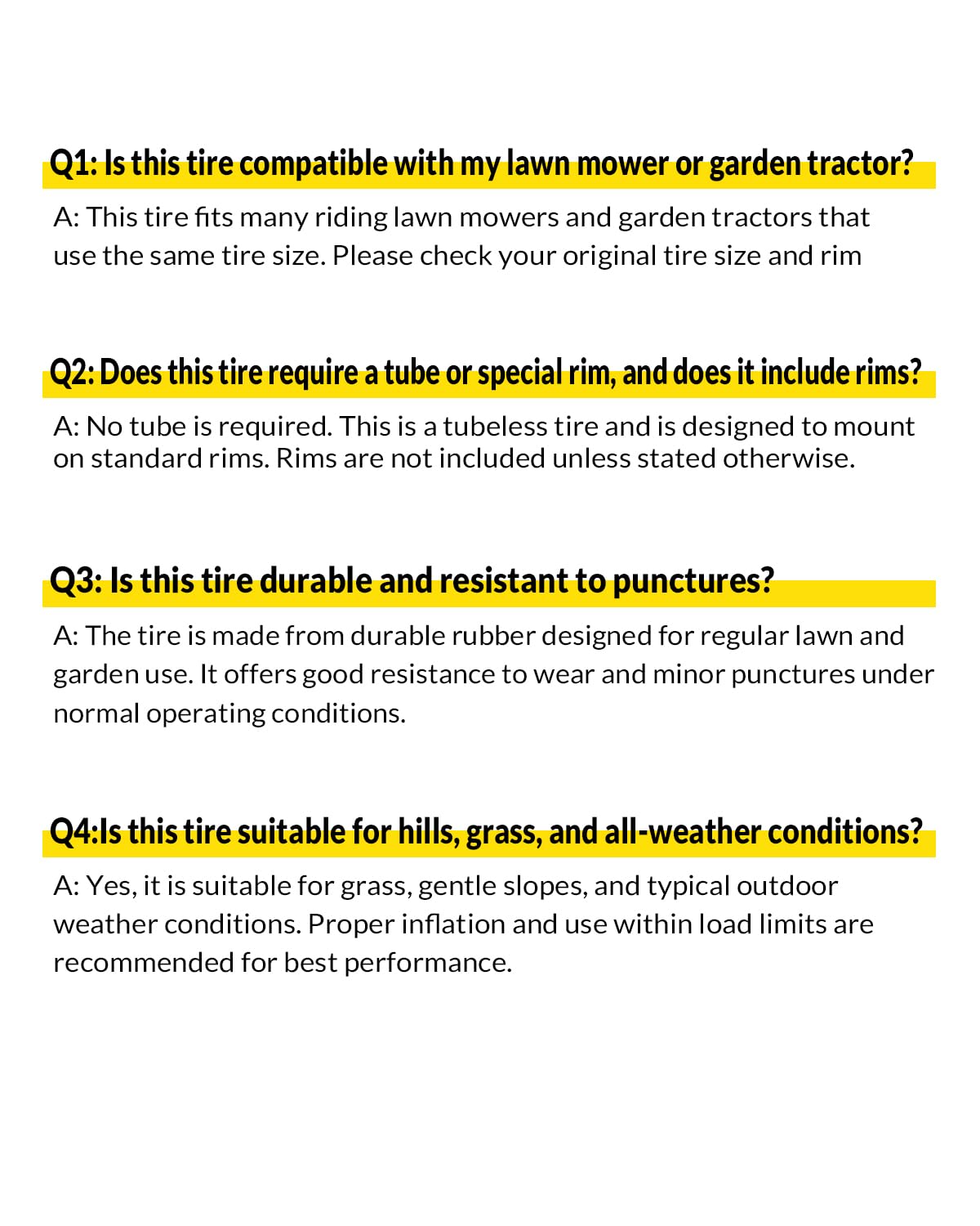 RONPOW quick-install lawn mower tire minimizes downtime during yard work.