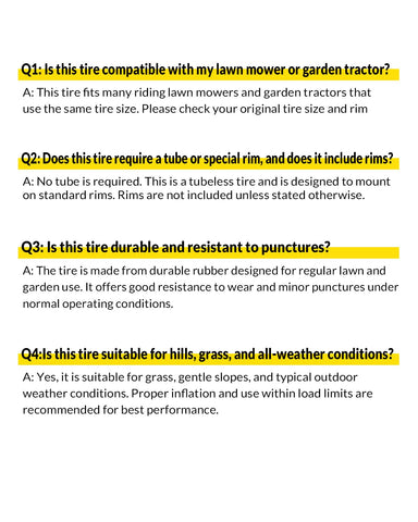 RONPOW quick-install lawn mower tire minimizes downtime during yard work.