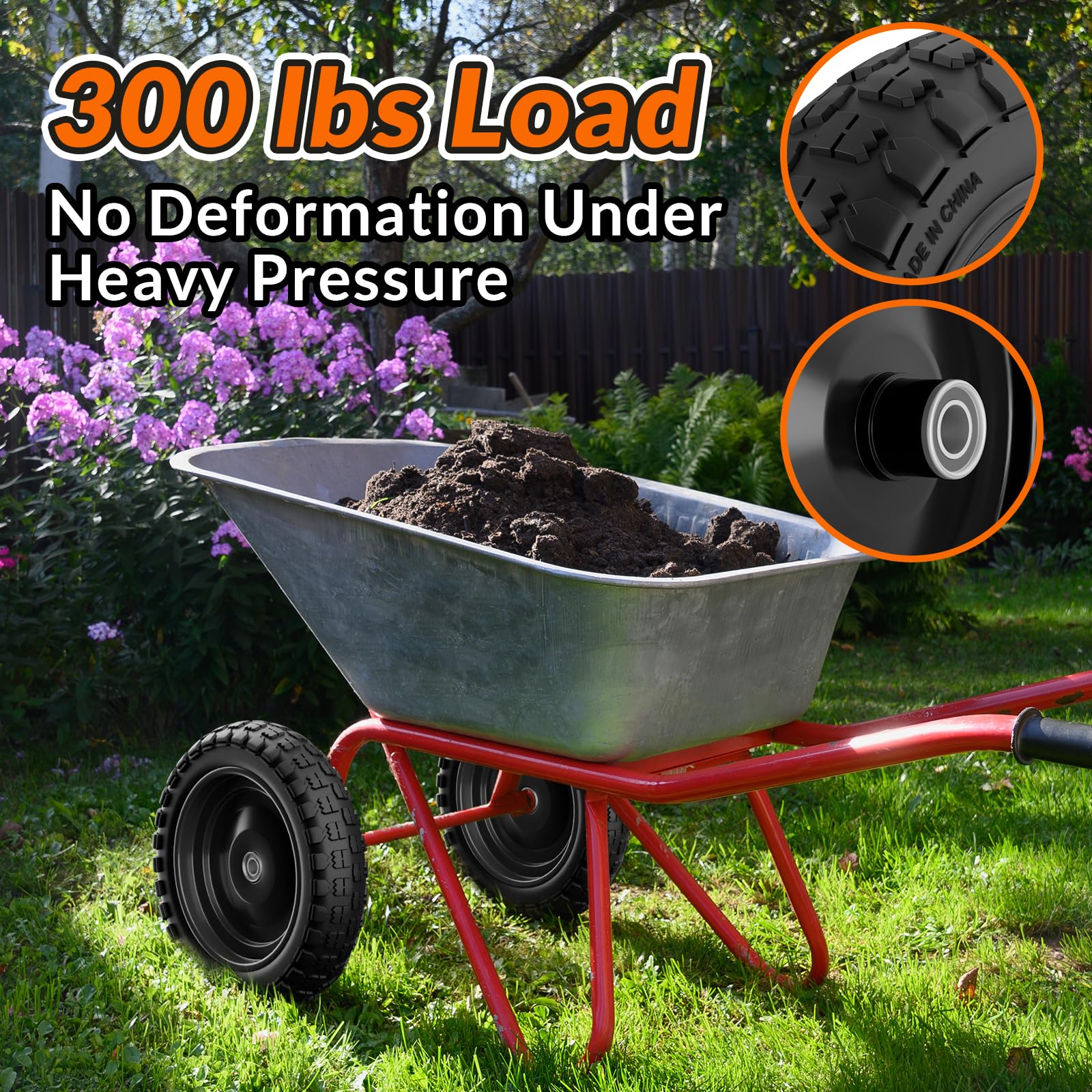 RONPOW flat-free tire reduces maintenance on wheelbarrows