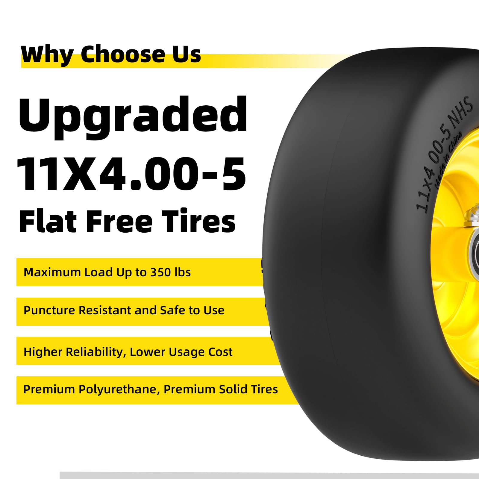 RONPOW flat-free tire on wet grass demonstrates steady traction and stability.