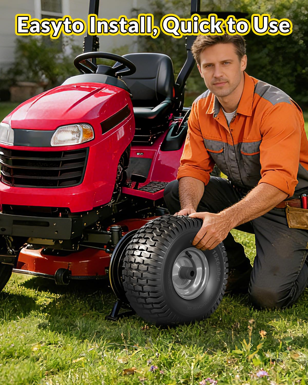 RONPOW treaded lawn tractor tire provides steady traction on grass and gravel.