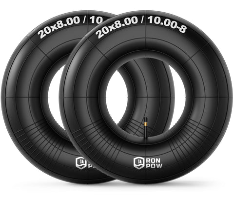 RONPOW inner tube dual-size compatibility for 20x8-8 and 20x10-8 tires; ideal for riding mowers.