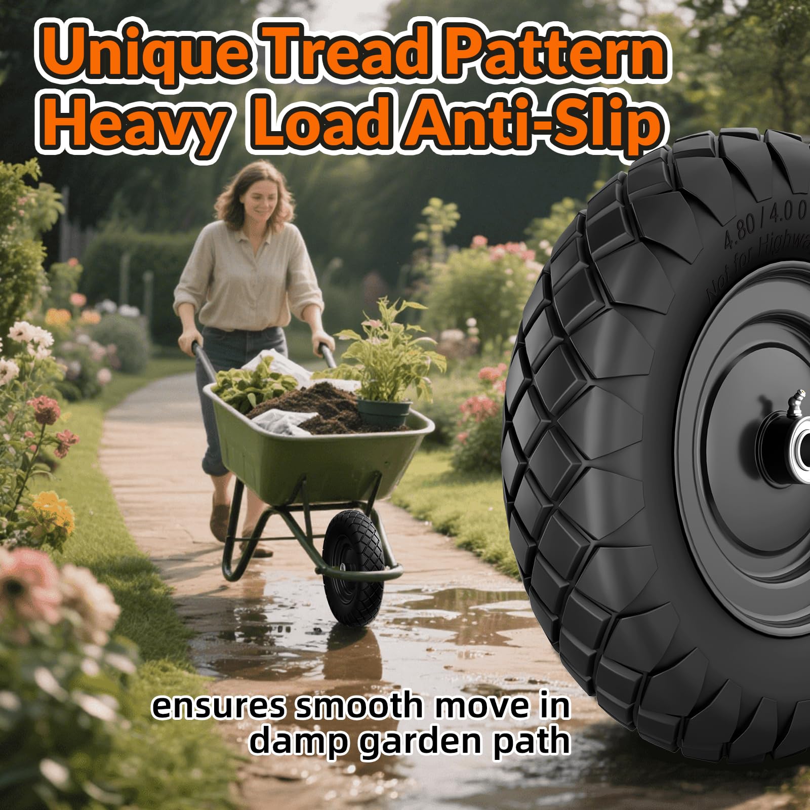 RONPOW smooth-rolling tread across grass and gravel.