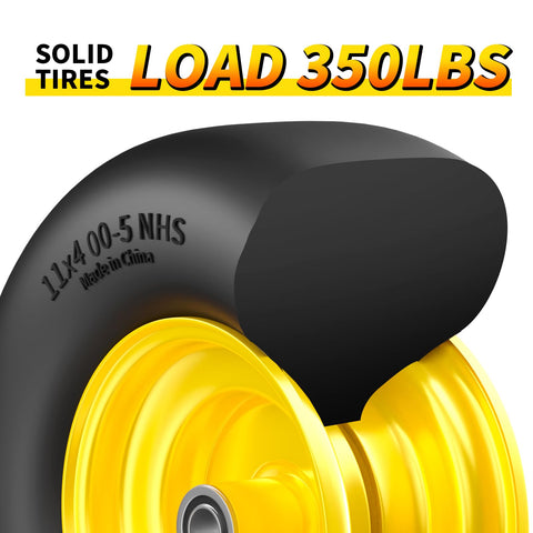 RONPOW 11x4-5 tire diameter and smooth tread profile for easy rolling.
