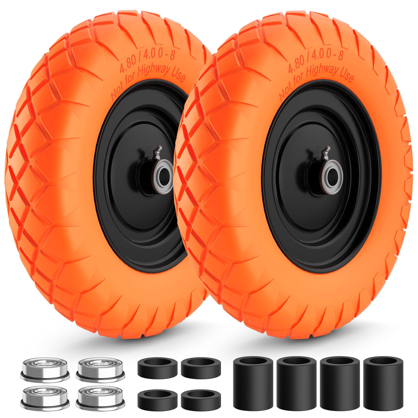RONPOW tire and wheel assembly ready for garden carts, delivering reliable, maintenance-free hauling.