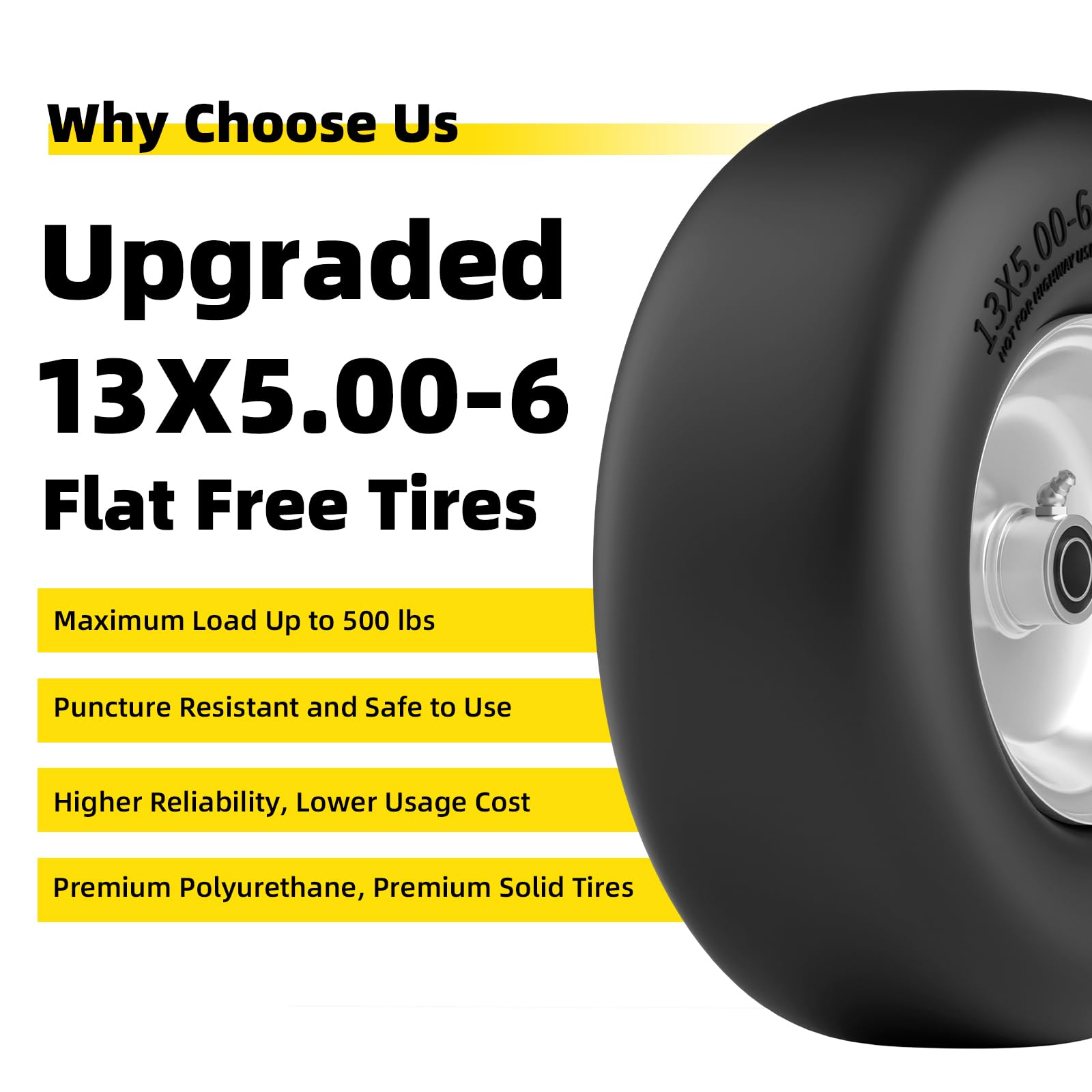 RONPOW flat free tire provides stable grip in wet or muddy conditions.