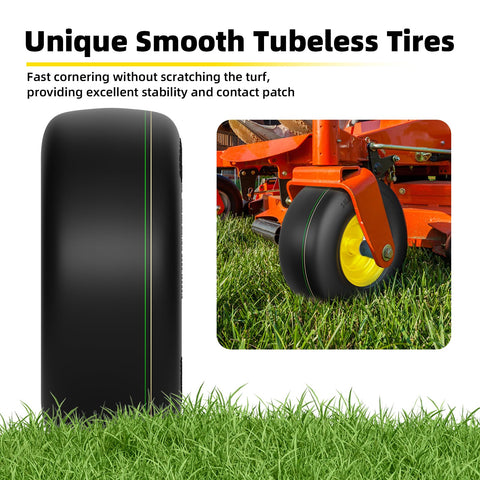 RONPOW tire in use on flat lawn reduces vibration for comfortable mowing.