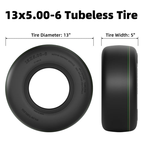 RONPOW 13x5-6 tread close-up shows four-ply durability against debris.