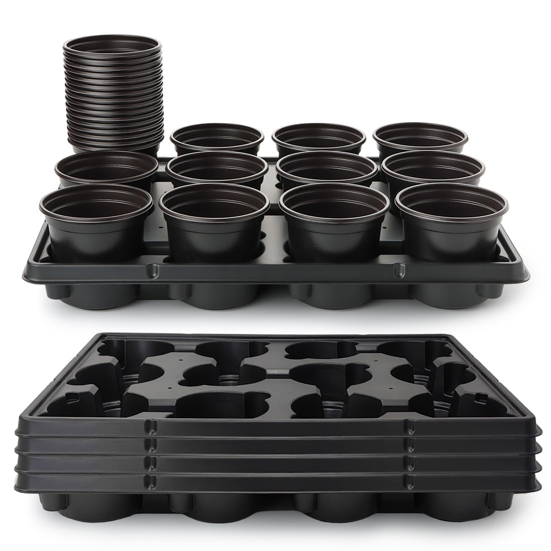 RooTrimmer 4-inch pot set provides sturdy, reusable containers for seed starting.