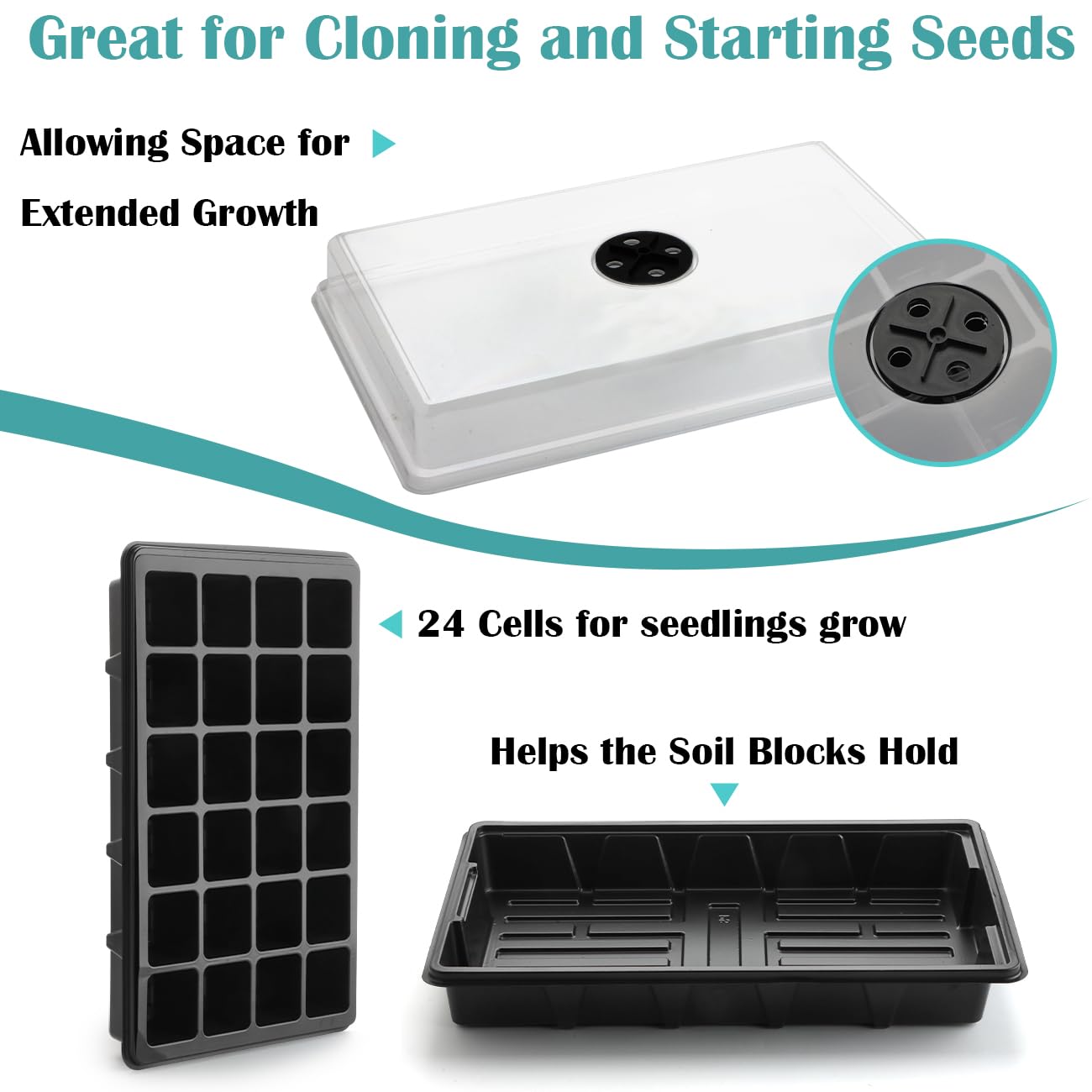 RooTrimmer clear dome for monitoring germination progress