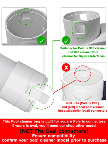 Roocn heavy-duty filter bag for Polaris 380 with zipper for quick cleaning.