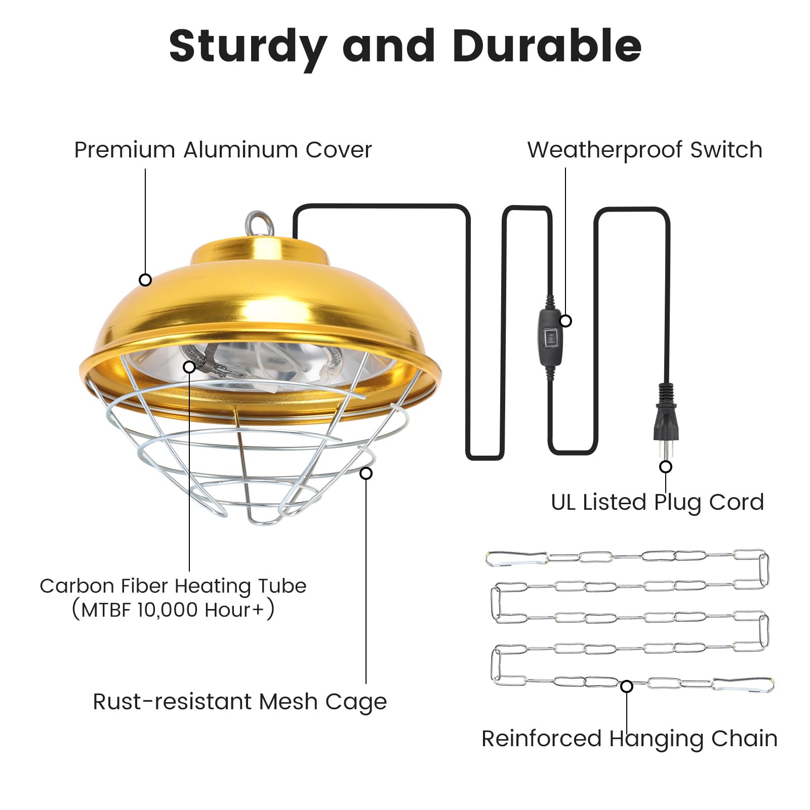 Roodike hanging coop heater 150W level ideal for chicks in a brooder pen