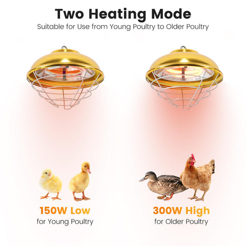 Roodike hanging coop heater 300W level for adult poultry heats quickly and evenly