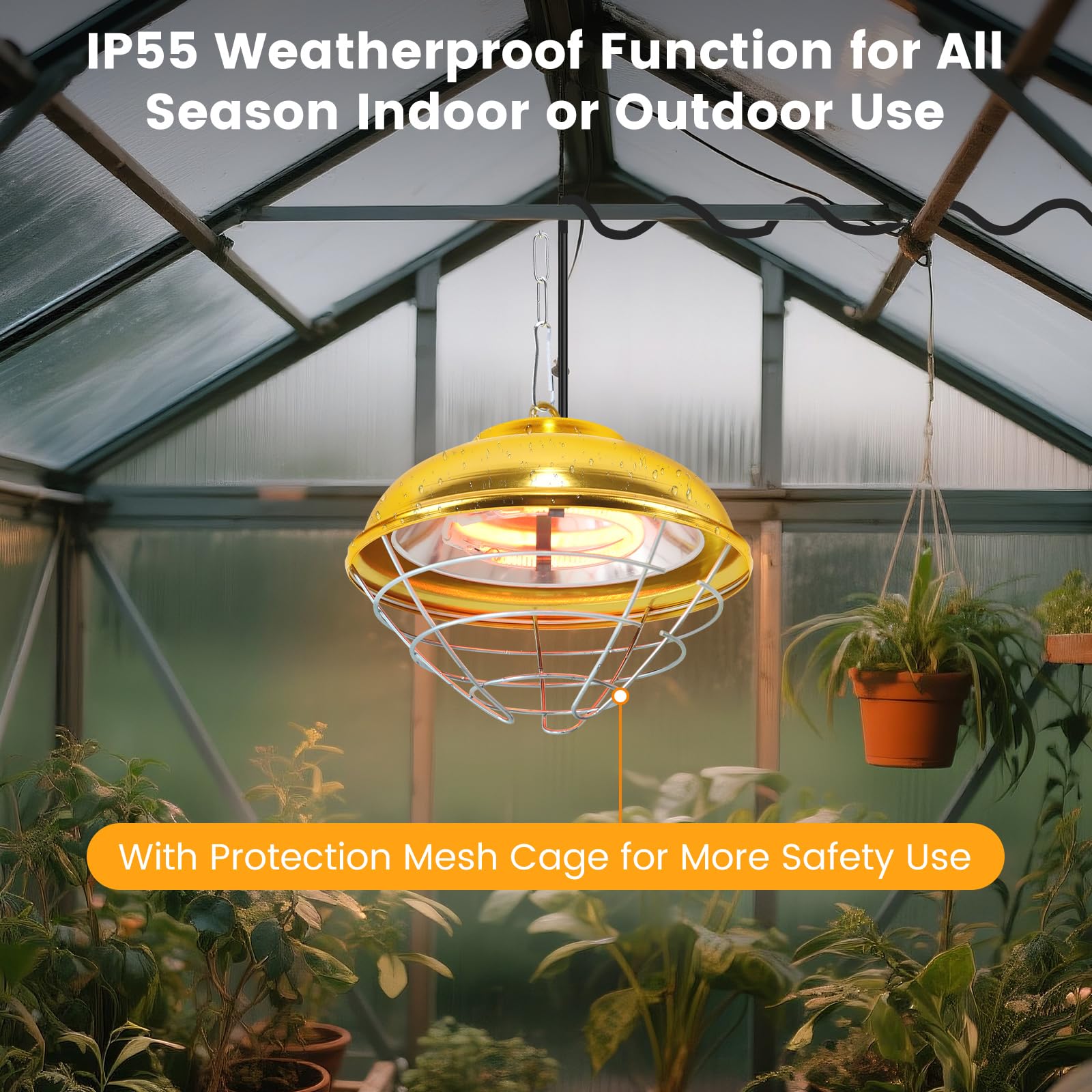 Roodike hanging coop heater waterproof casing protects heat element in humidity