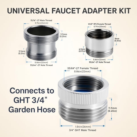 ROOGSIH extended-threaded-stem ensures deeper, secure faucet connections.