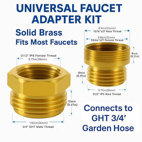 ROOGSIH brass faucet adapter kit ready for versatile taps and garden use.