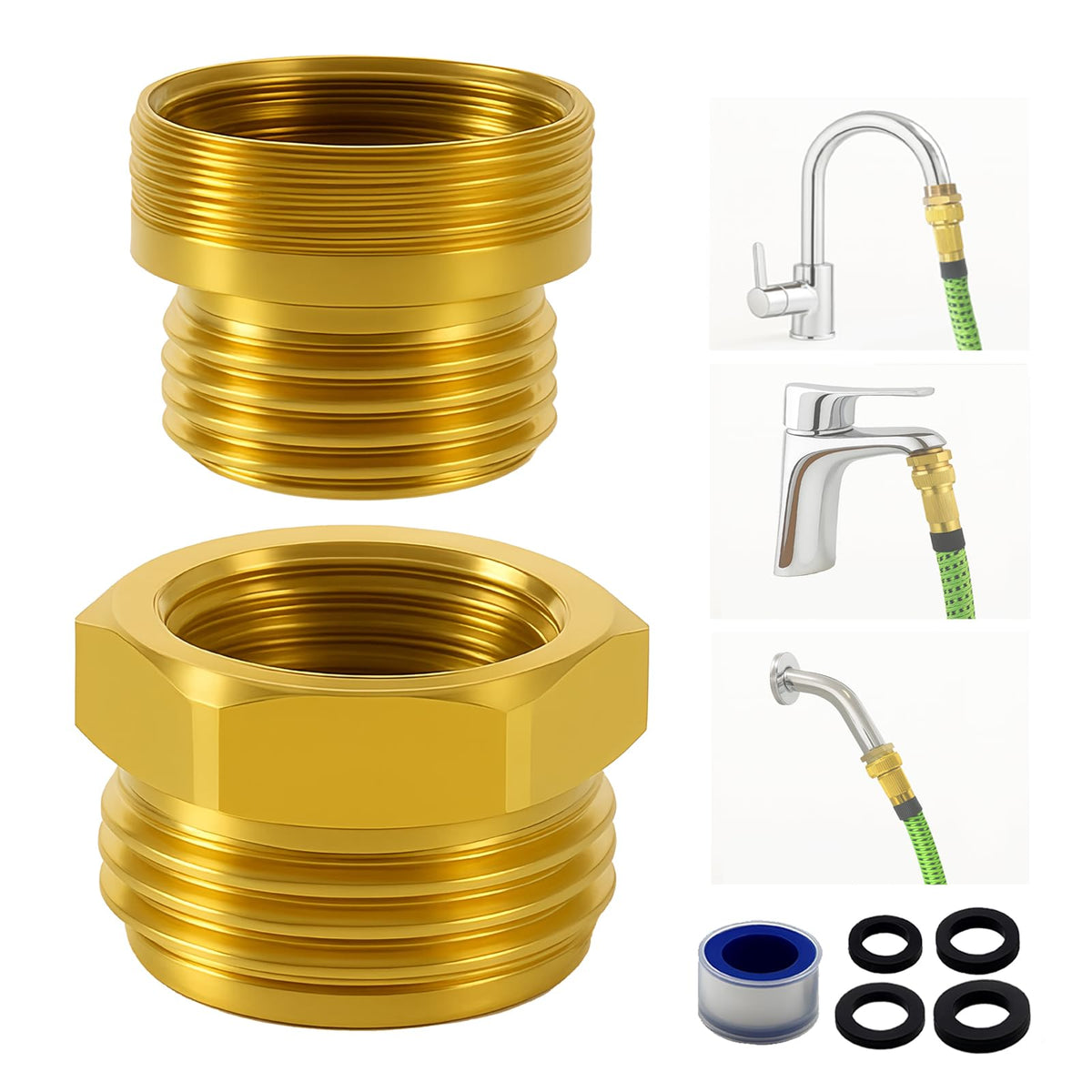 ROOGSIH brass shower hose adapter shown for a durable, leak-free connection.