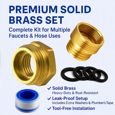 ROOGSIH adapter fits shower arms, diverters, and kitchen or bathroom taps.