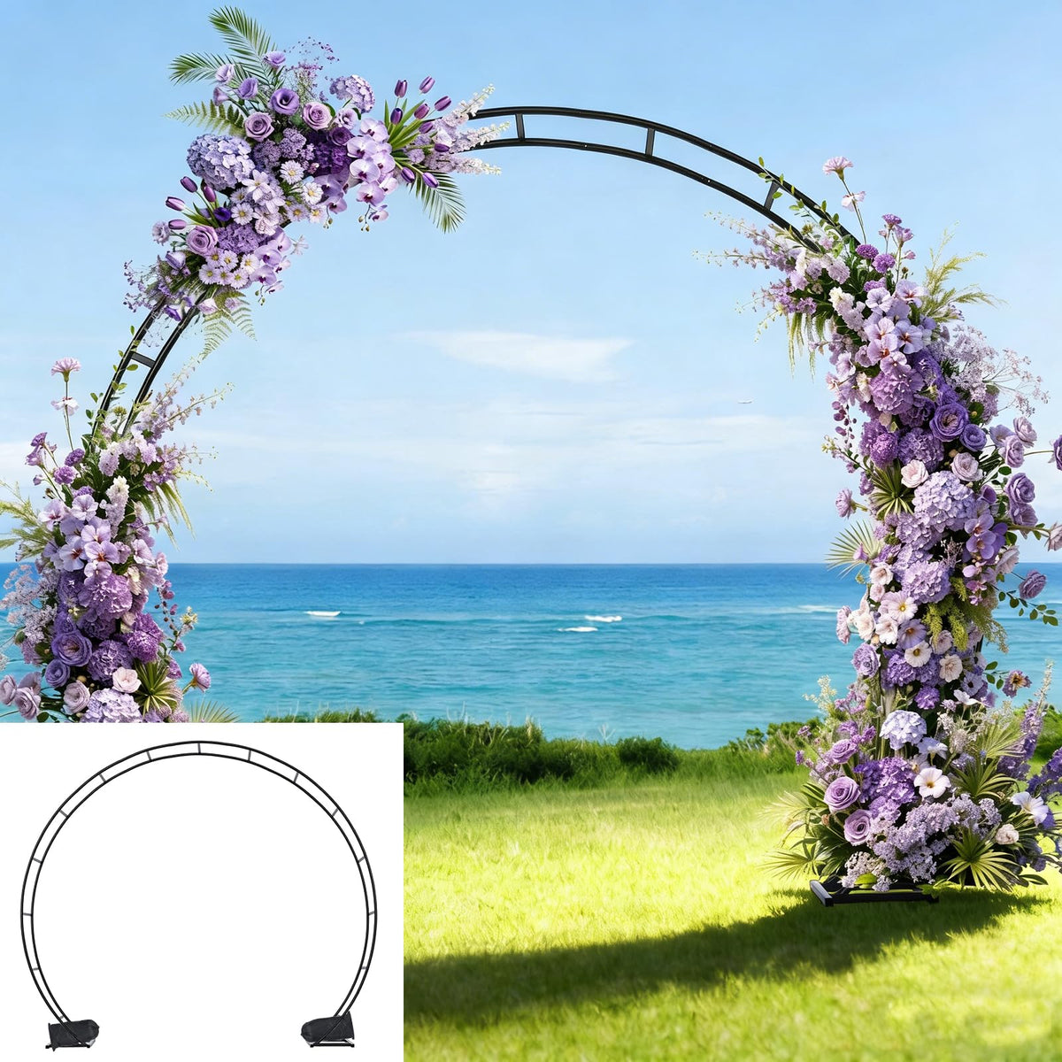 ROOLLYA large metal garden arch; front view showing a sturdy ceremonial backdrop.