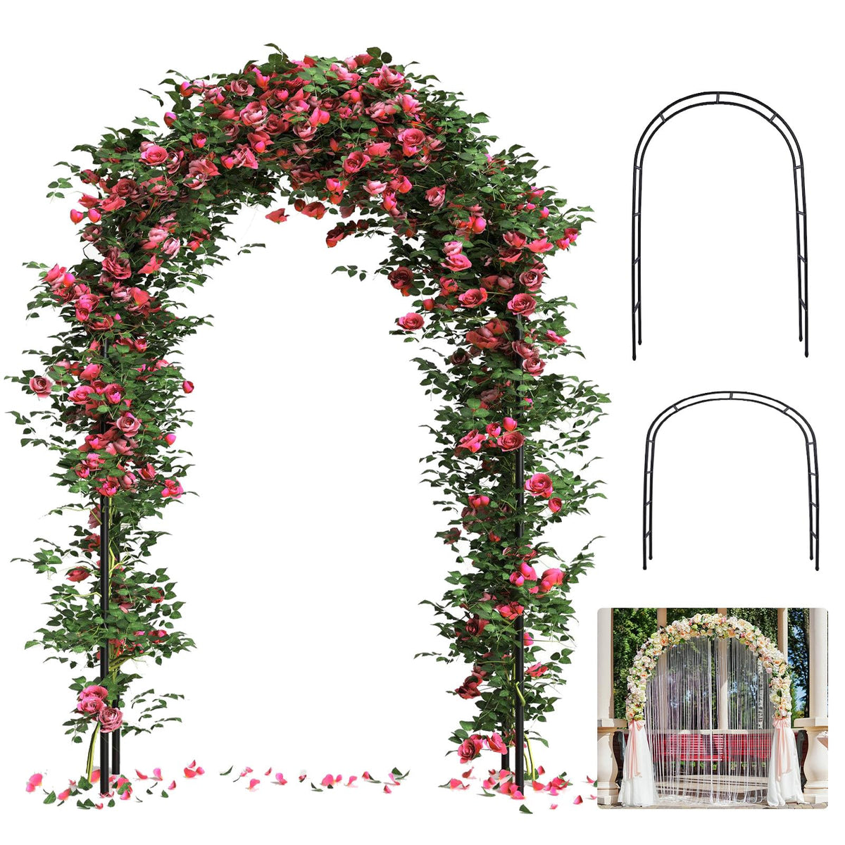 ROOLLYA thickened arch front view shows a sturdy frame for climbing plants