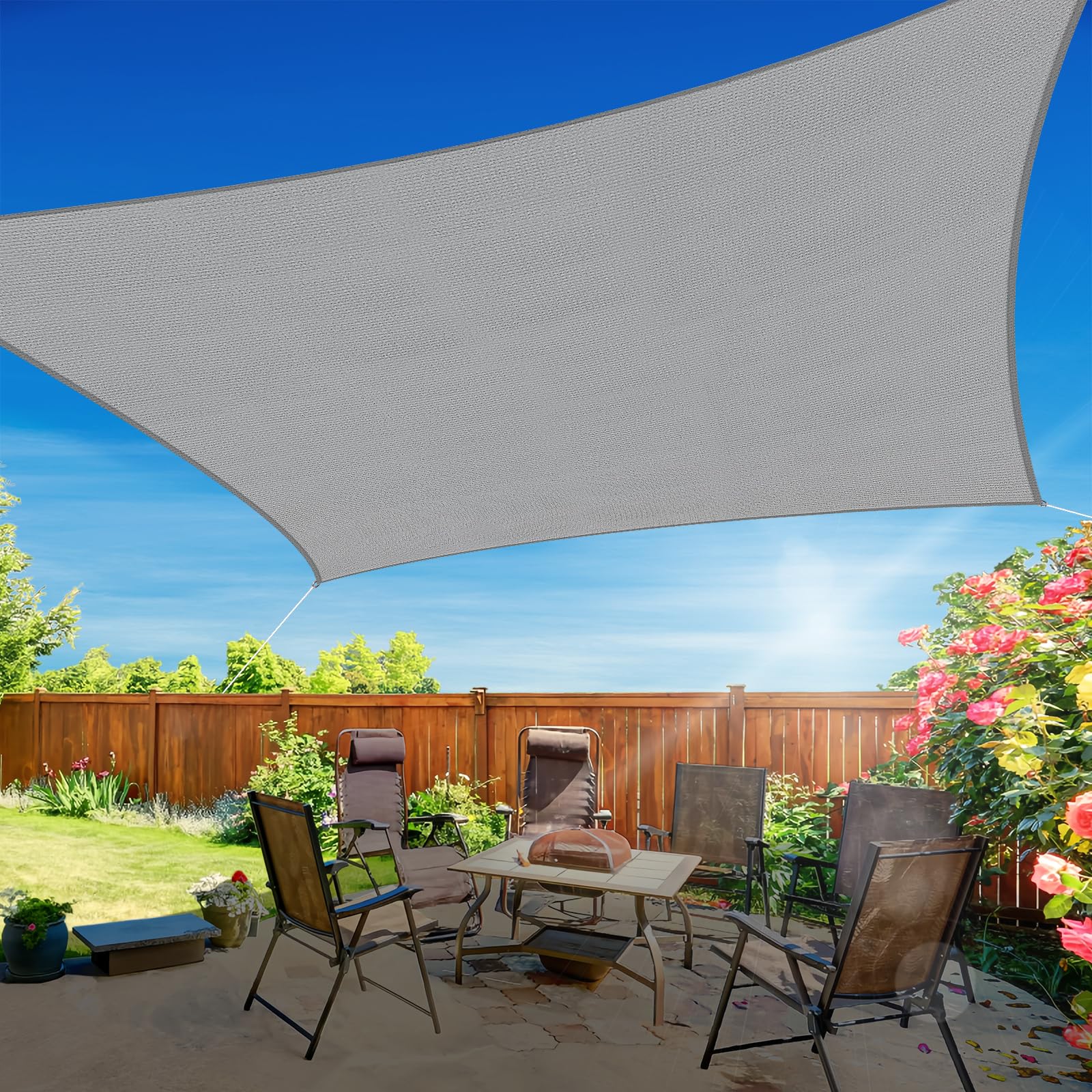 RoomHacks sun shade sail with easy install kit enables quick outdoor shade setup.